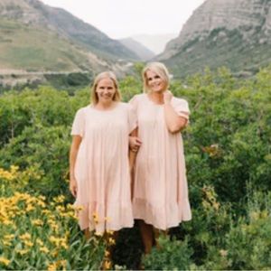 Peachy pink flowy dress